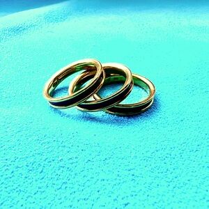 18k Gold Stackable Enamel Rings - Red, Blue, Purple - Size 6.5